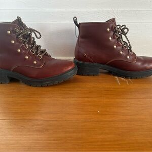 Cole Haan waterproof leather Brown Lace-Up Ankle Boots